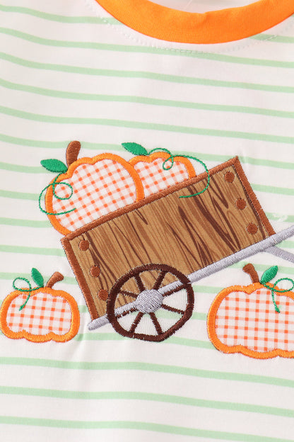 Wheelbarrow Pumpkin Applique Boy Romper