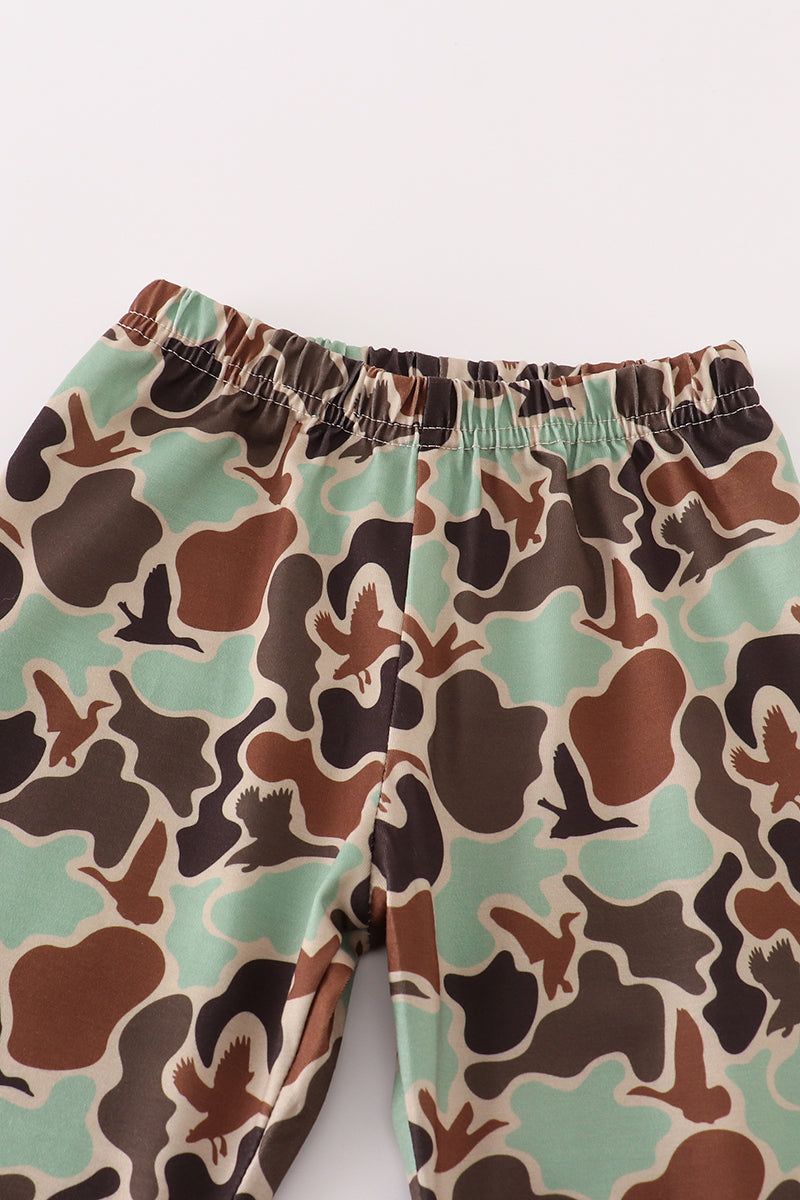 Green Camouflage Print Boy Pajamas Set