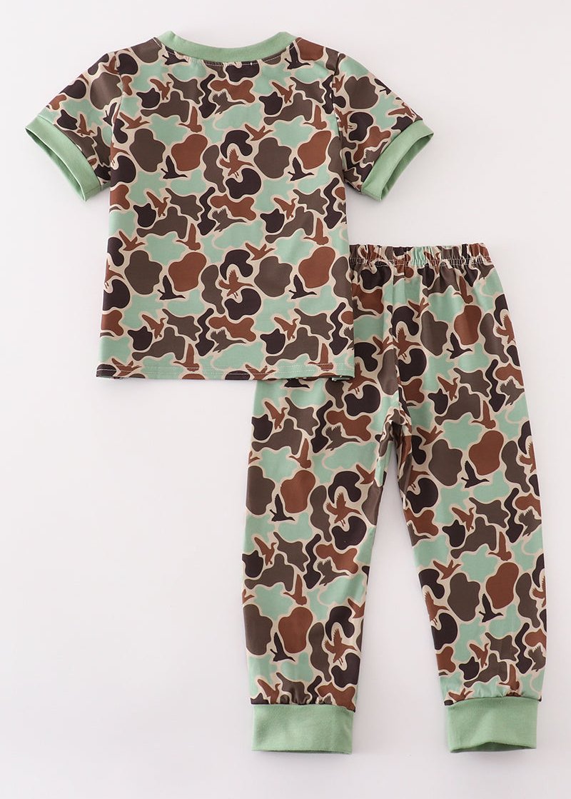 Green Camouflage Print Boy Pajamas Set