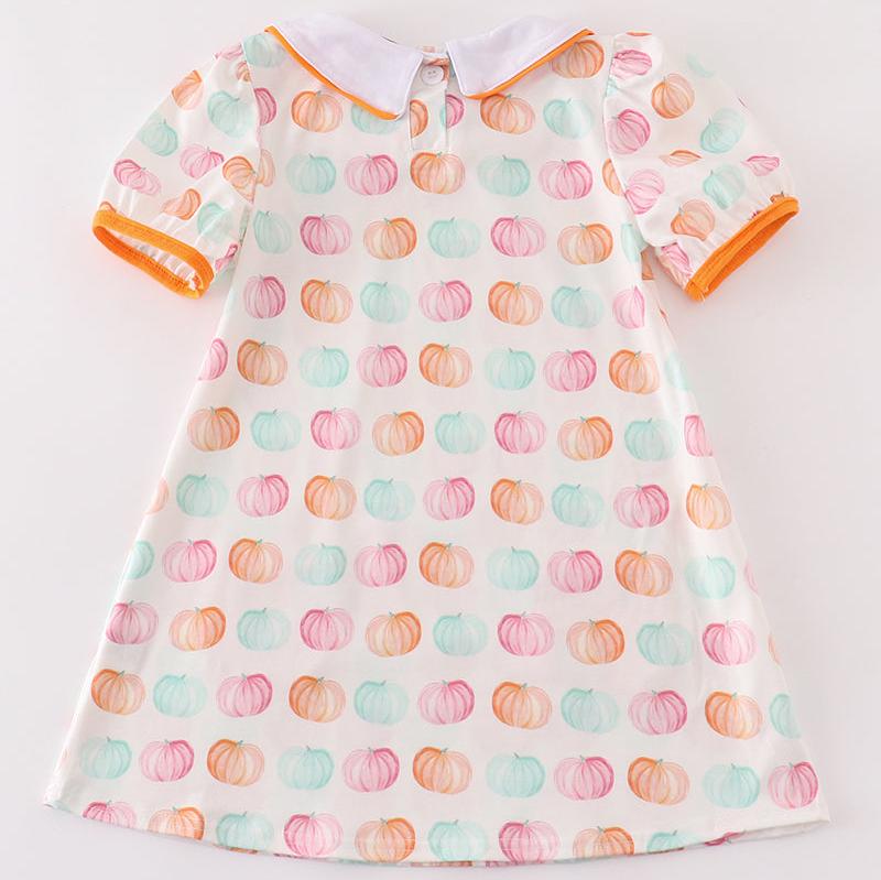 Presley Pumpkin Print Girl Dress