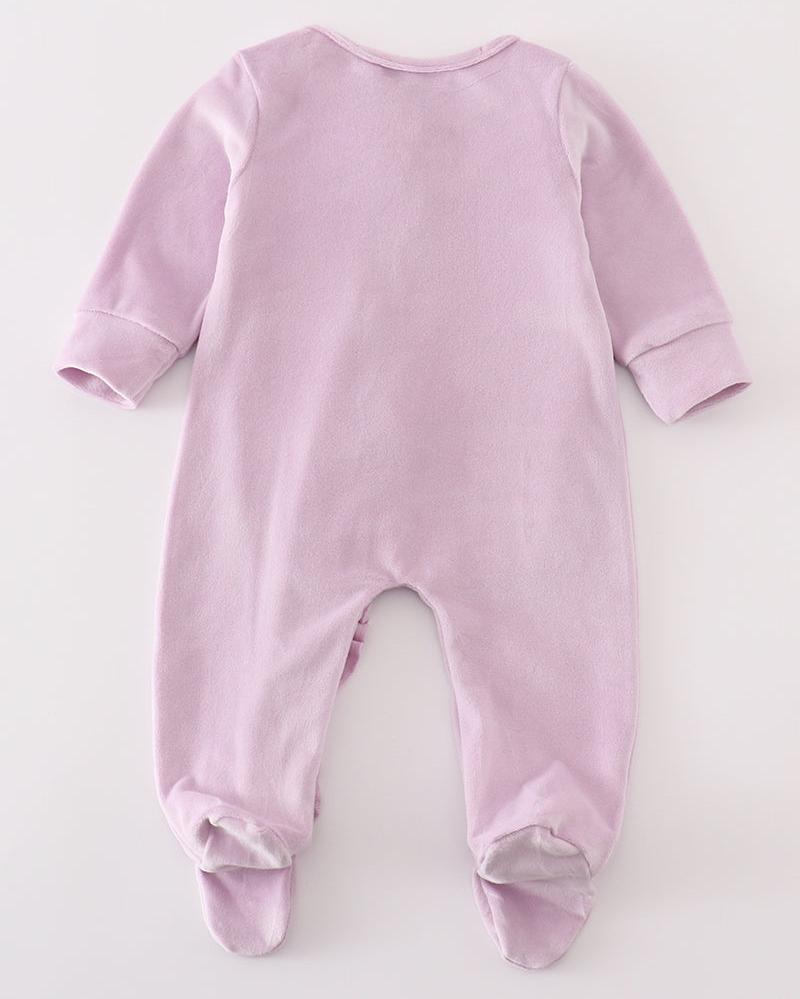 Velvet Baby Girl Footed Romper - Lavender