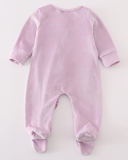 Velvet Baby Girl Footed Romper - Lavender