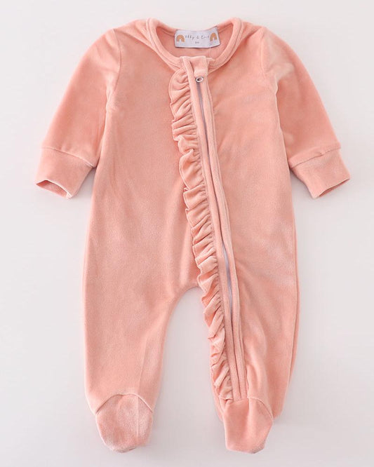 Velvet Baby Girl Romper - Pink