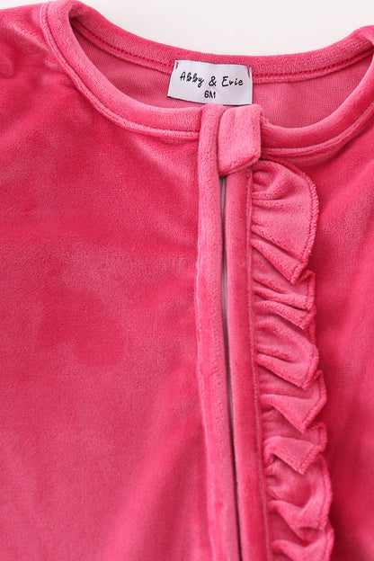 Velvet Baby Girl Footed Romper - Hot Pink