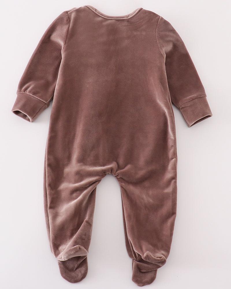 Velvet Baby Boy Footed Romper - Brown