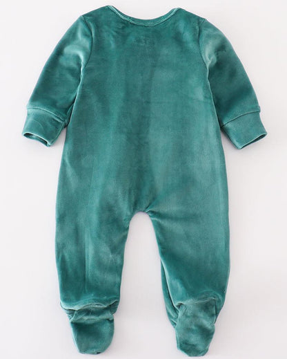 Velvet Baby Boy Footed Romper - Forest