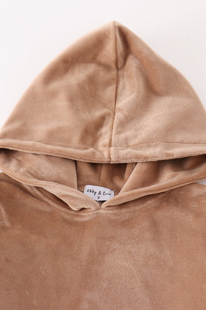 Velvet Boy Hoodie Set - Beige