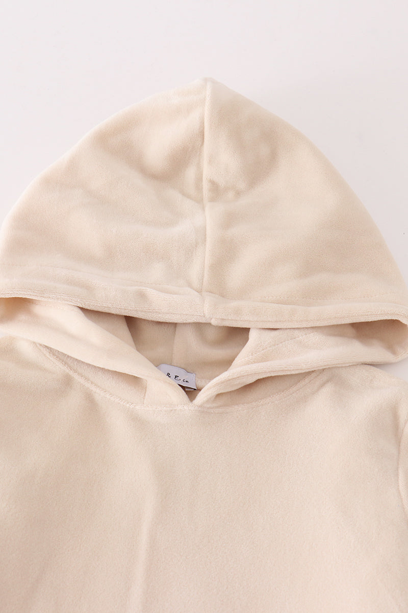 Velvet Boy Hoodie Set - Cream