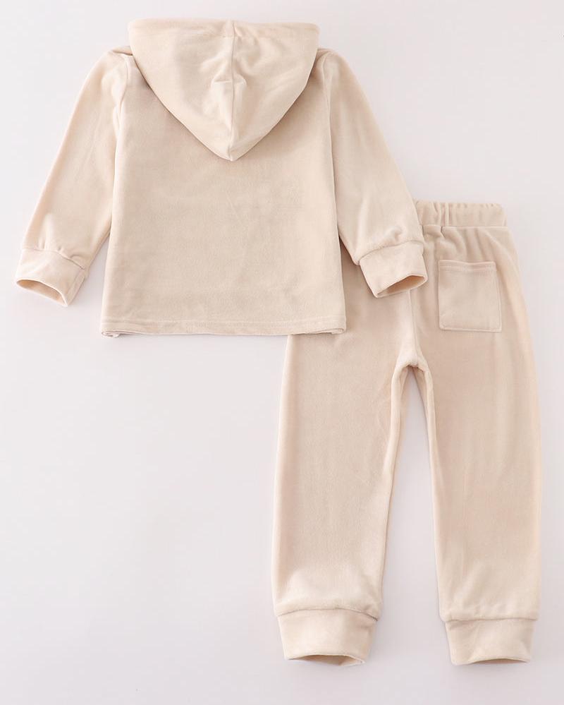 Velvet Boy Hoodie Set - Cream