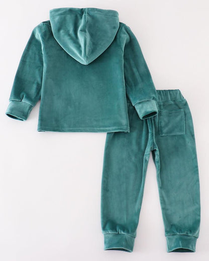 Velvet Boy Hoodie Set - Forest