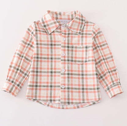 Green Plaid Boy Button Down Shirt