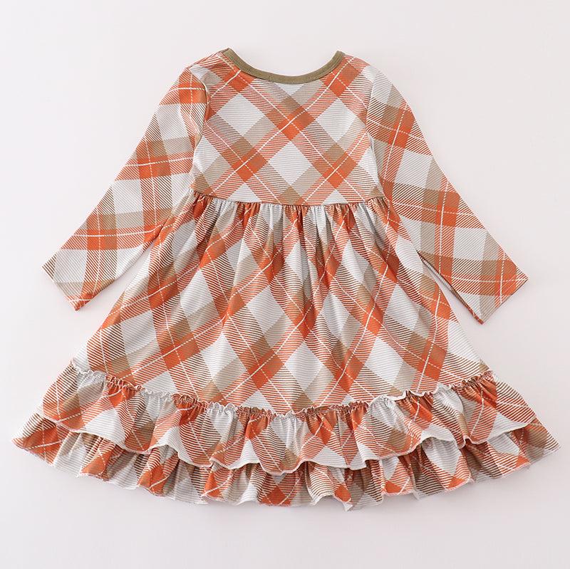 Khaki Gingham Print Mom + Me Dress