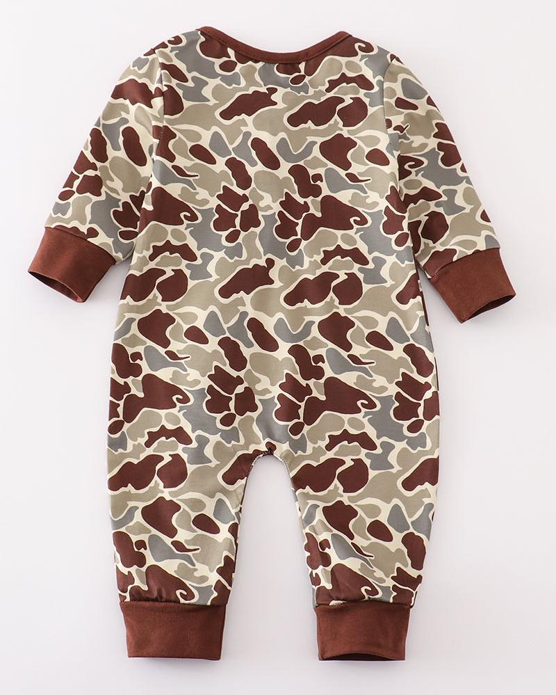 Camouflage Zip Girl Ruffle Romper