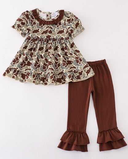 Camouflage Girl Ruffle Pants Set