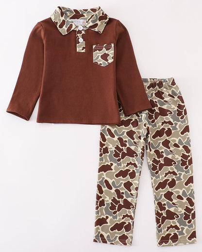 Camouflage Print Boy Pants Set