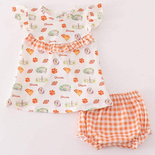 Clemson Football Print Baby Girl Set