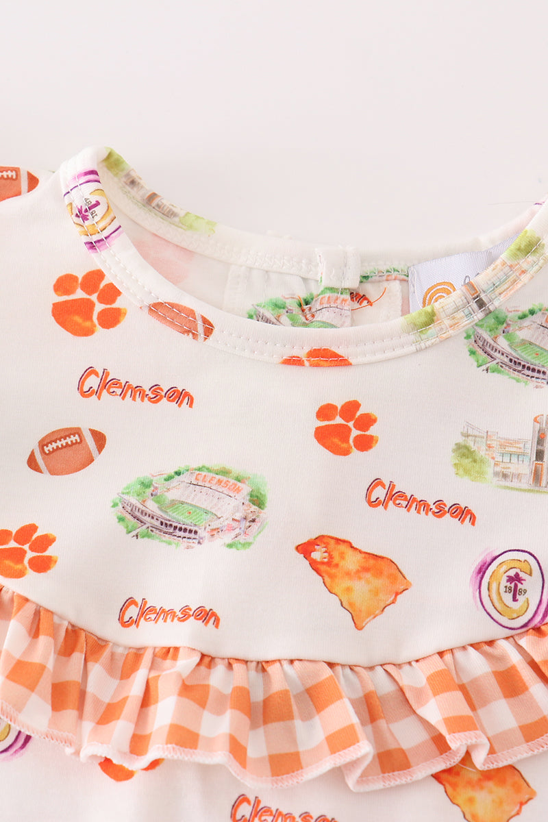 Clemson Football Print Baby Girl Set