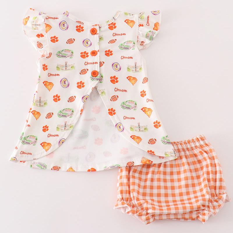 Clemson Football Print Baby Girl Set