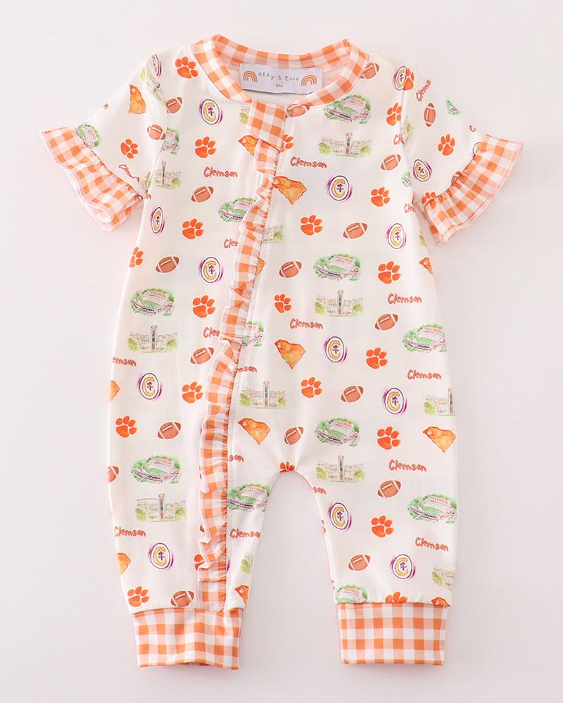 Clemson Football Print Baby Girl Romper