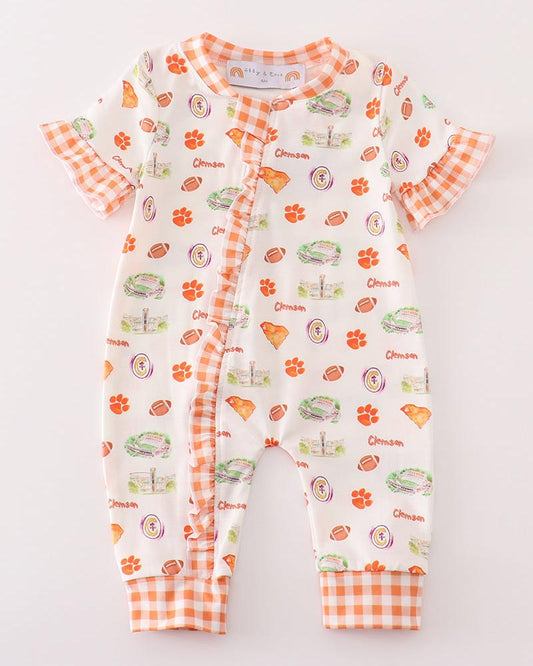 Clemson Football Print Baby Girl Romper