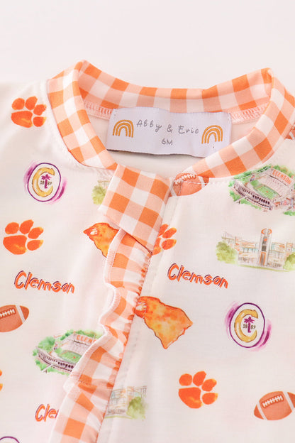 Clemson Football Print Baby Girl Romper