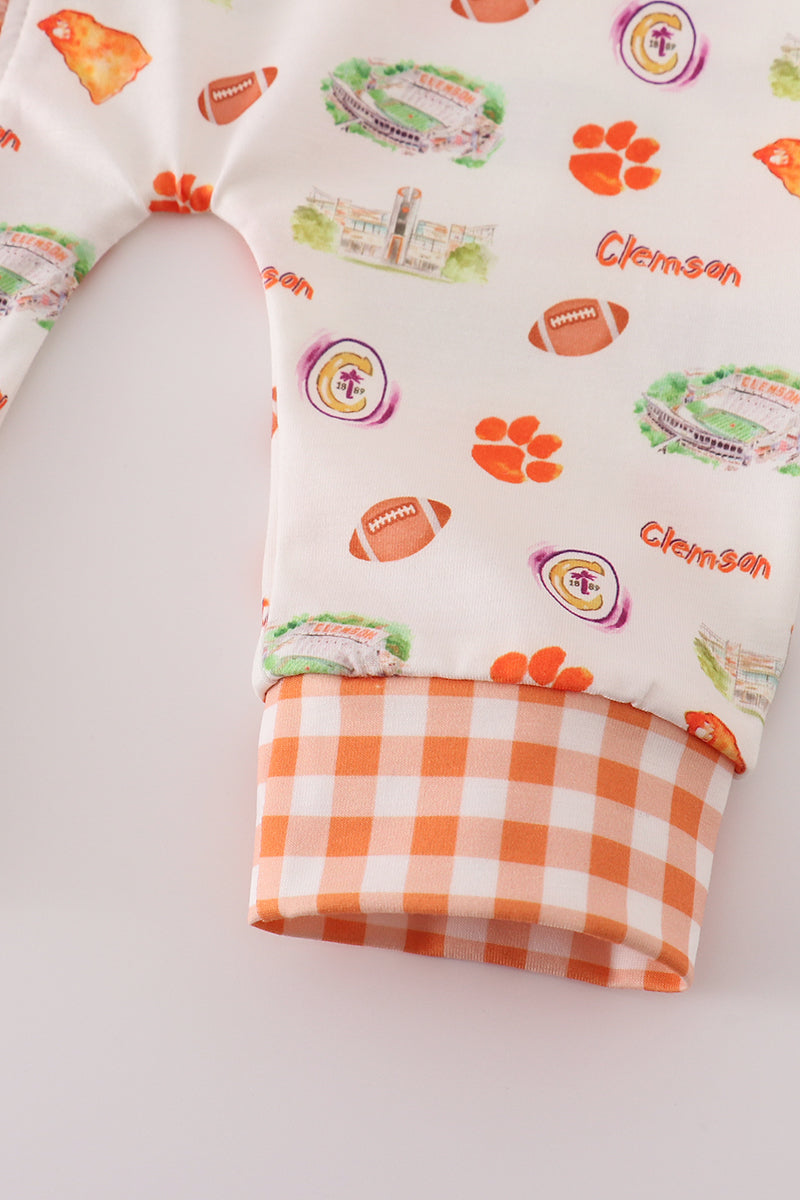 Clemson Football Print Baby Girl Romper