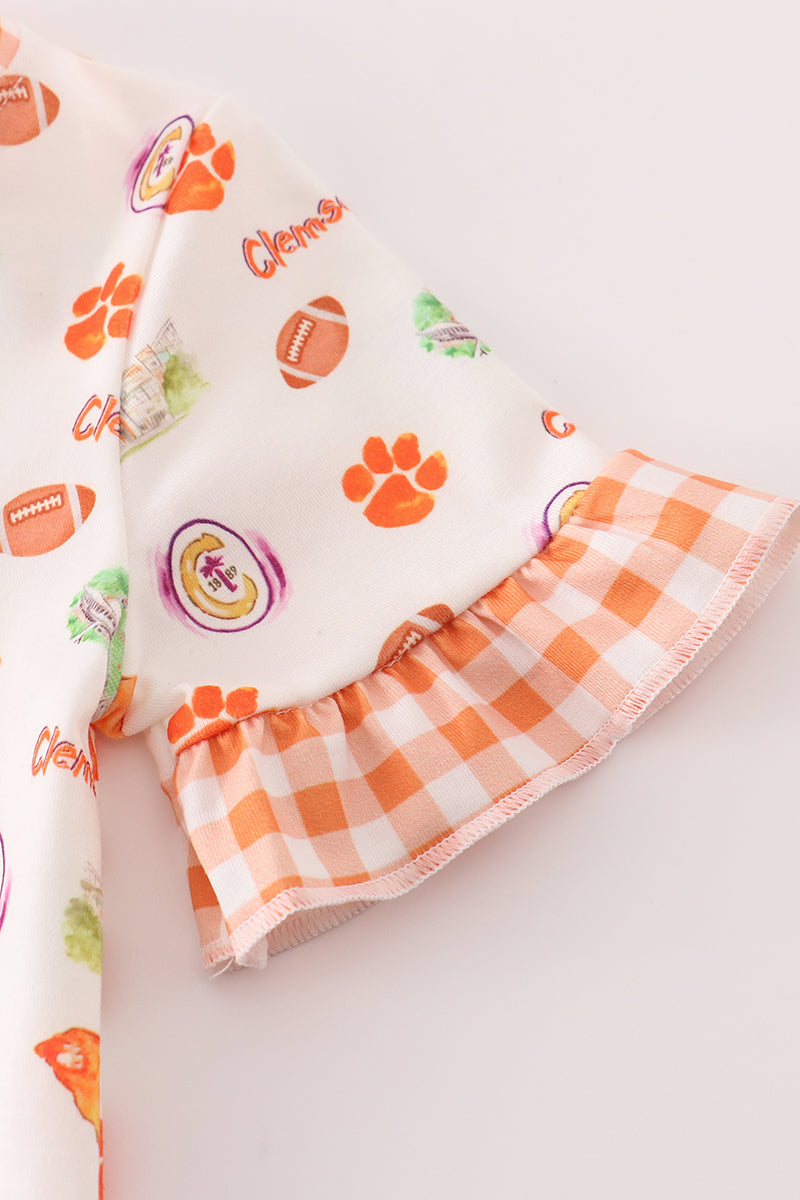 Clemson Football Print Baby Girl Romper