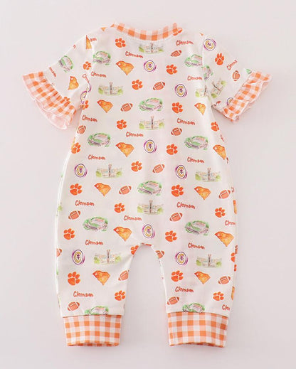 Clemson Football Print Baby Girl Romper