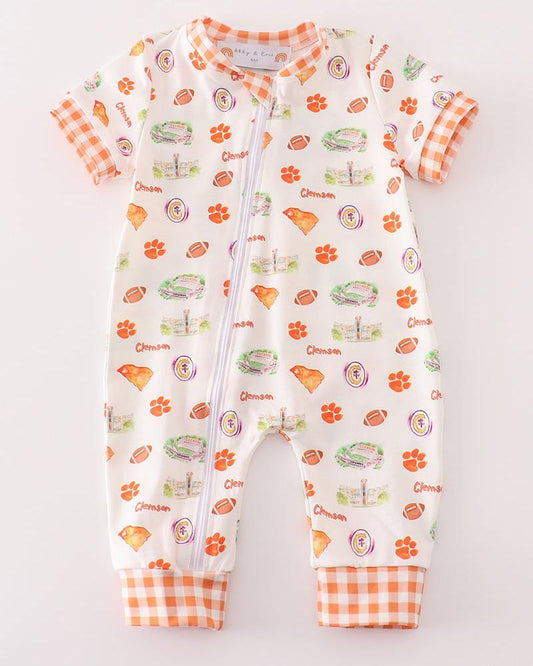 Clemson Football Print Baby Boy Romper