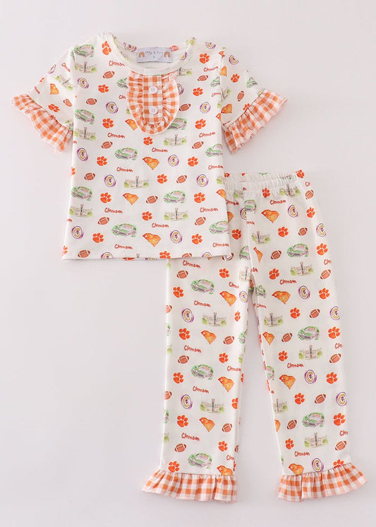 Clemson Football Print Girl Pajamas Set