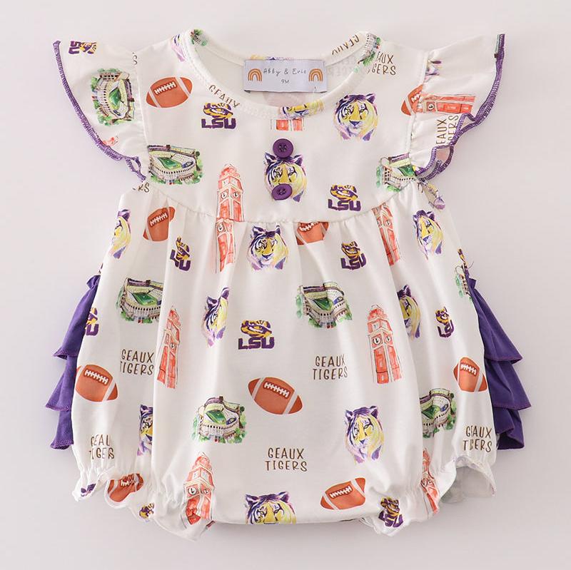 Geaux Tigers Print Purple Girl Bubble