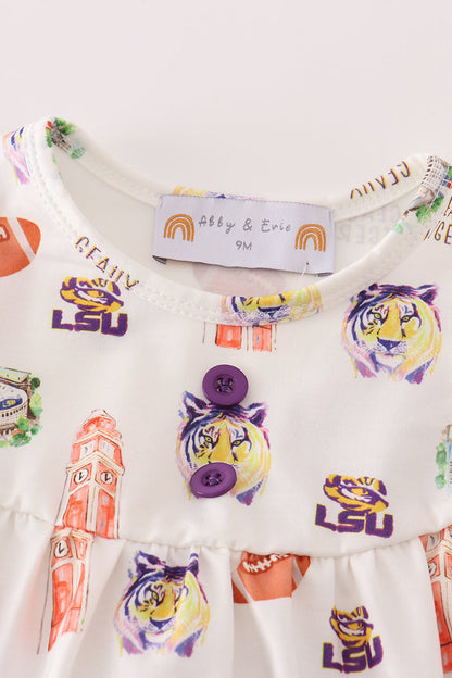 Geaux Tigers Print Purple Girl Bubble