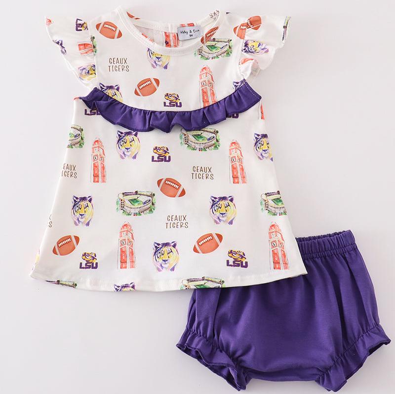 Geaux Tigers Purple Baby Girl Set