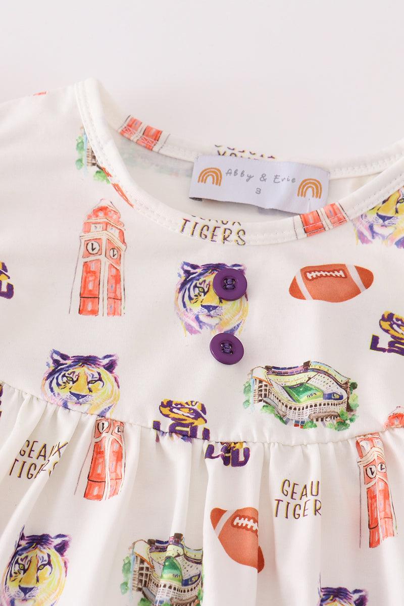 Geaux Tigers Purple Girl Shorts Set