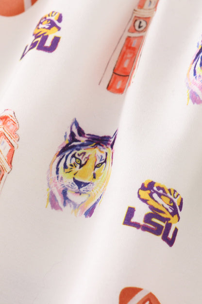 Geaux Tigers Purple Girl Shorts Set