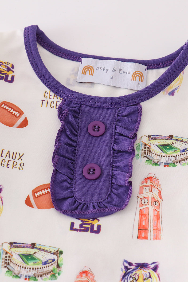 Geaux Tiger Purple Girl Pajamas Set