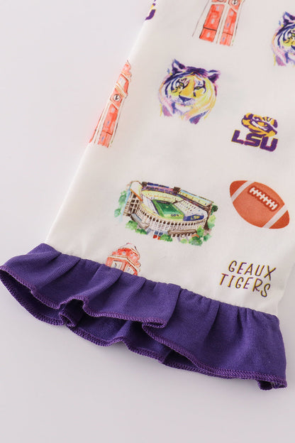 Geaux Tiger Purple Girl Pajamas Set