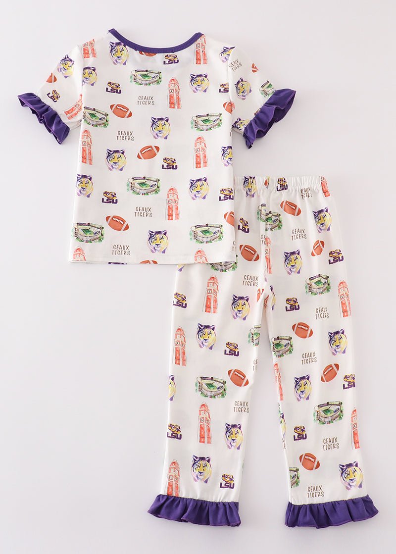 Geaux Tiger Purple Girl Pajamas Set