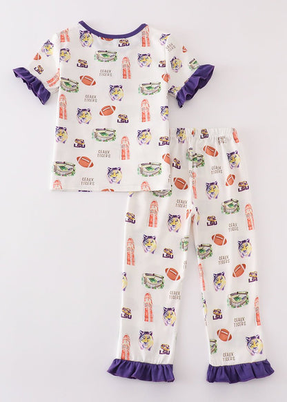 Geaux Tiger Purple Girl Pajamas Set