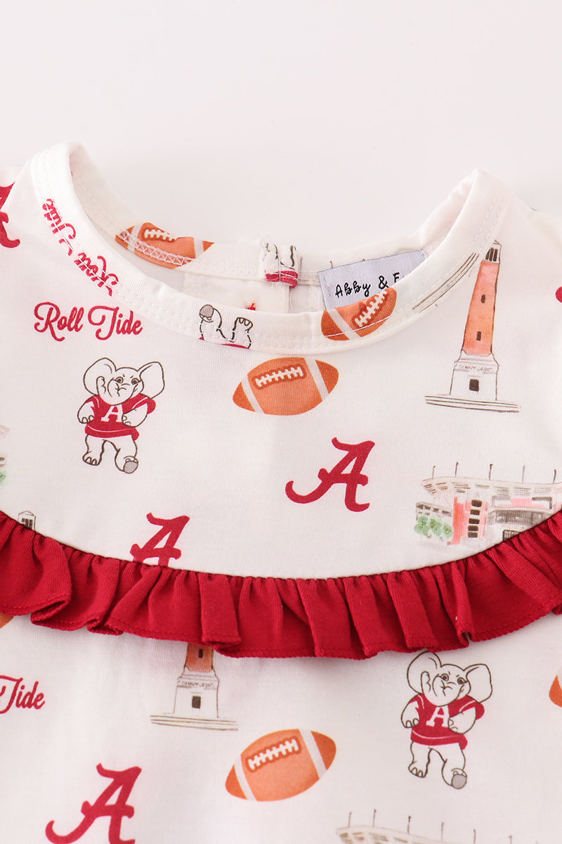 Roll Tide Football Print Baby Girl Set