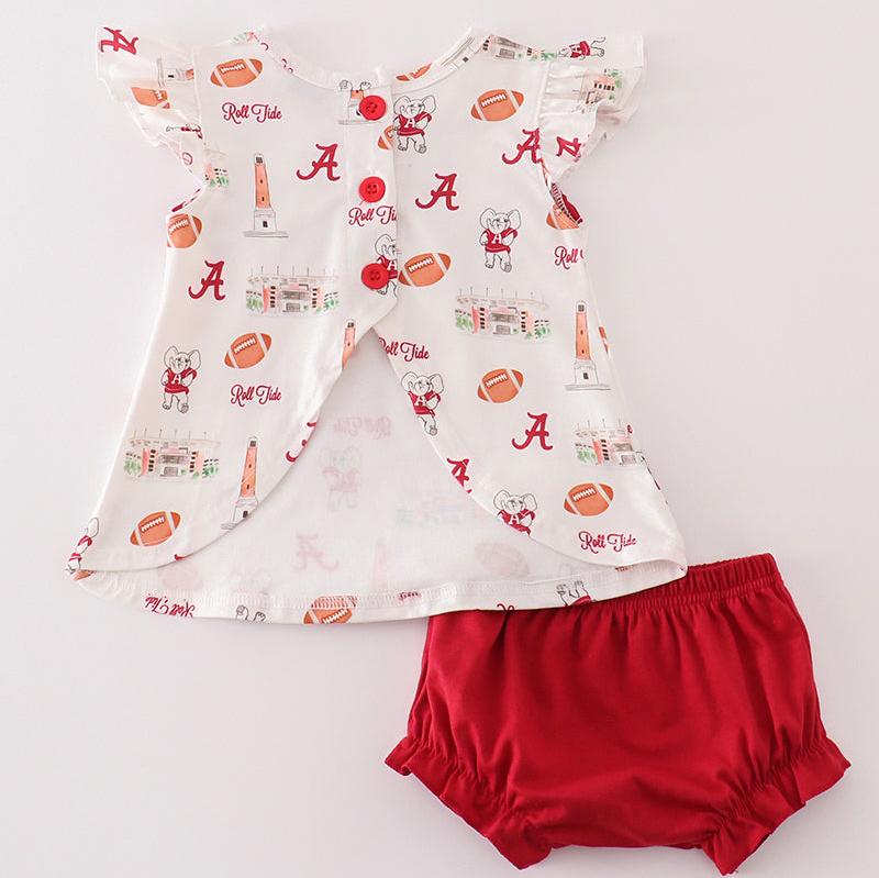 Roll Tide Football Print Baby Girl Set