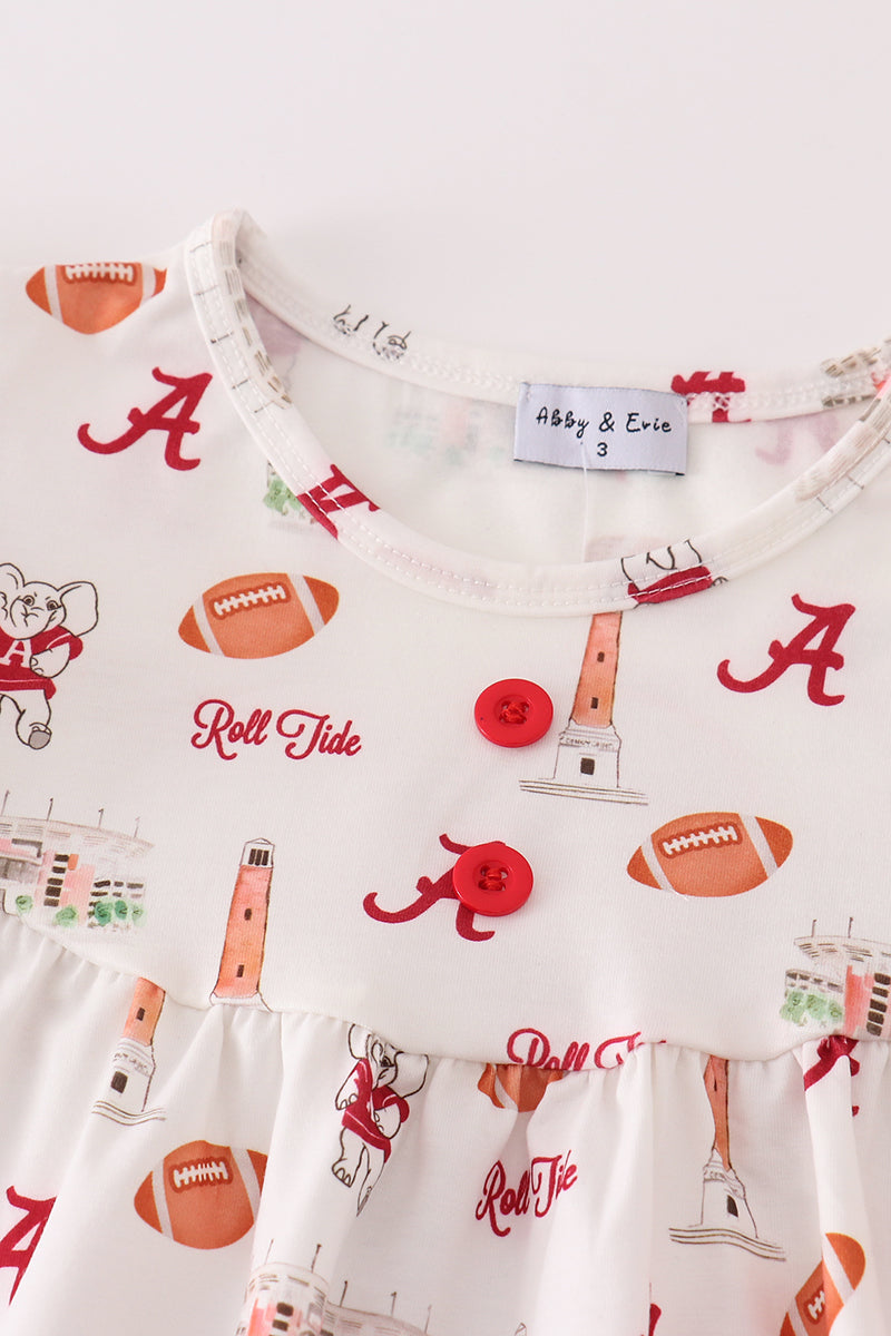 Roll Tide Football Print Girl Shorts Set