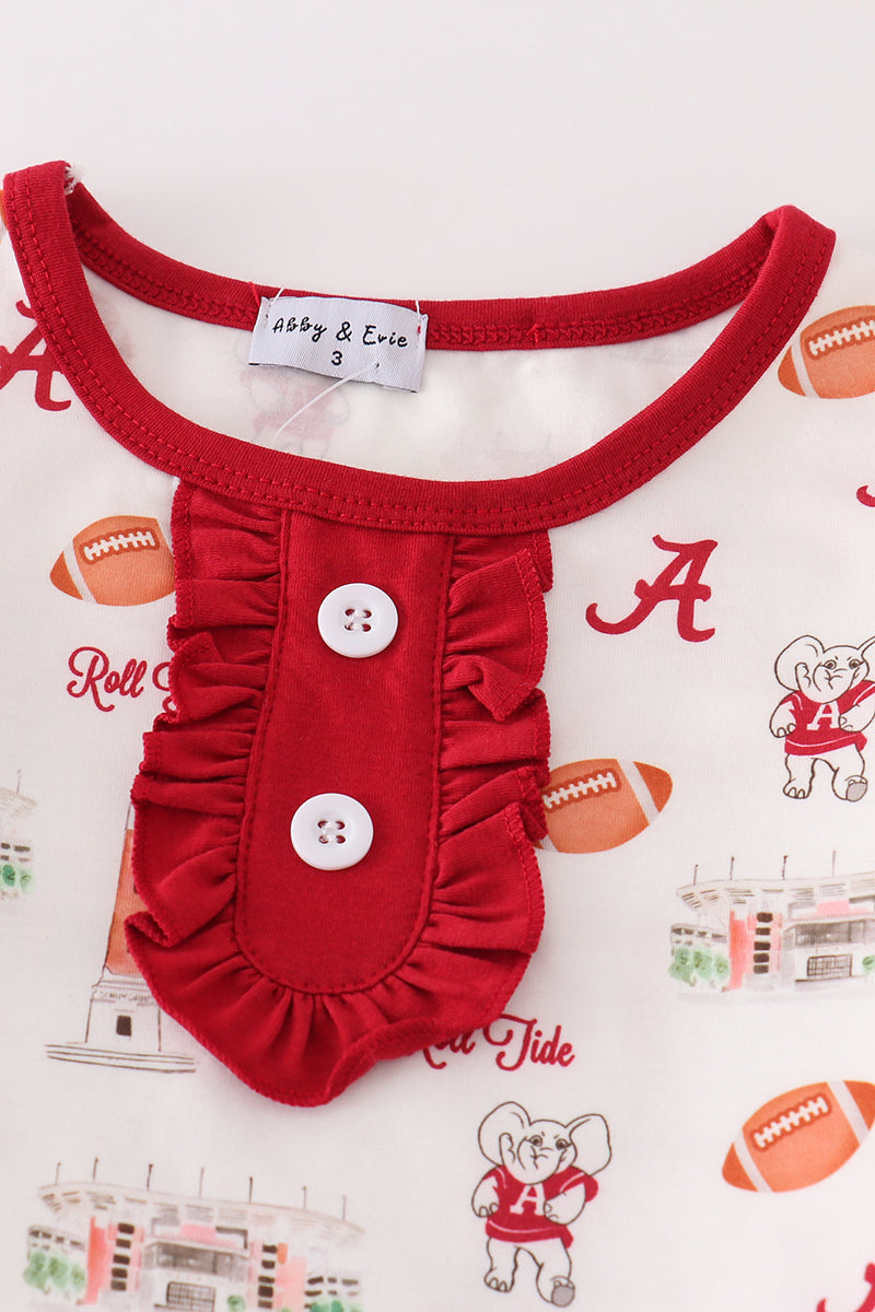 Roll Tide Football Print Girl Pajama Set