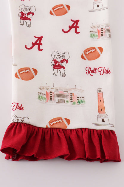 Roll Tide Football Print Girl Pajama Set