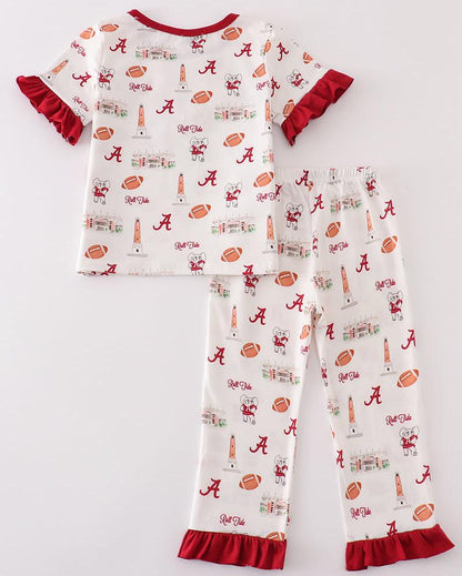 Roll Tide Football Print Girl Pajama Set