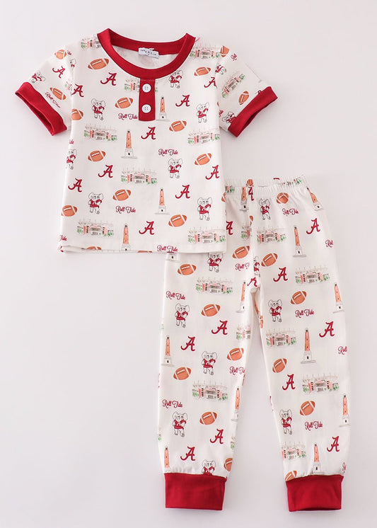 Roll Tide Football Print Boy Pajama Set