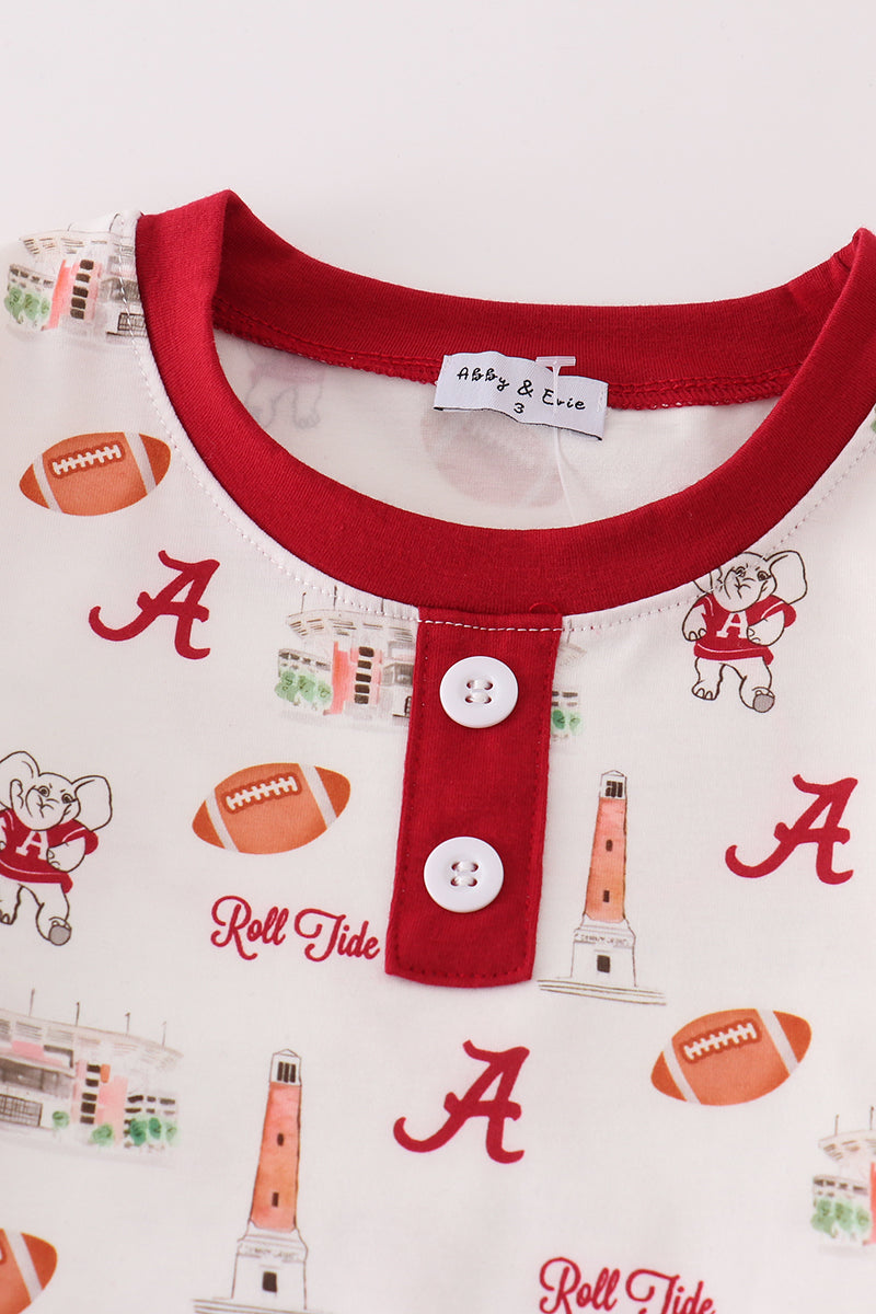 Roll Tide Football Print Boy Pajama Set