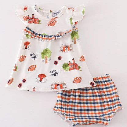 Auburn Football Print Baby Girl Set