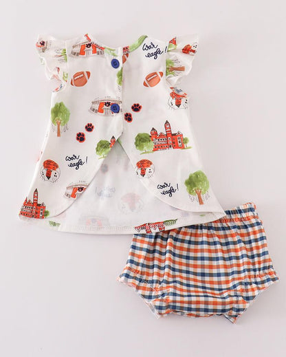 Auburn Football Print Baby Girl Set