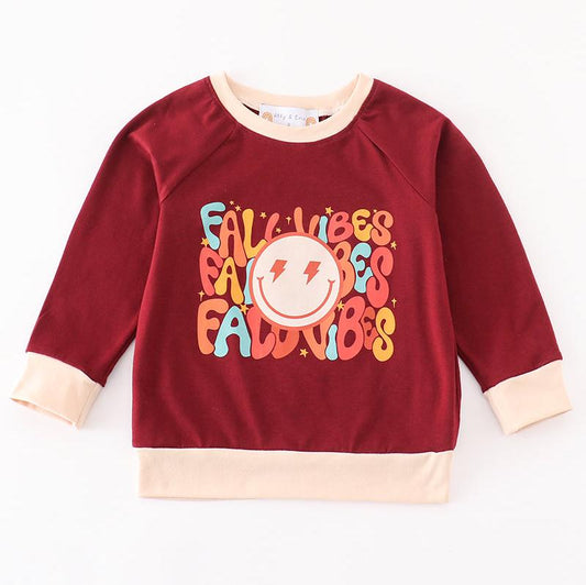 Fall Vibes Happy Face Print Boy Top